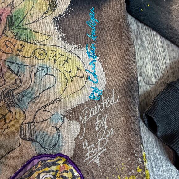 Ed Hardy Tattoo Art Hoodie S Dragon Geisha Tiger Love Kills Spray Zip Jacket - Picture 4 of 15